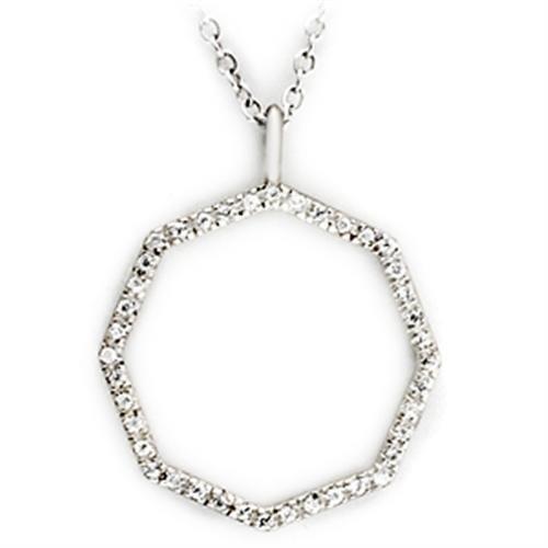 JCE513 High-Polished 925 Sterling Silver Pendant with AAA Grade CZ  in Clear-PCS