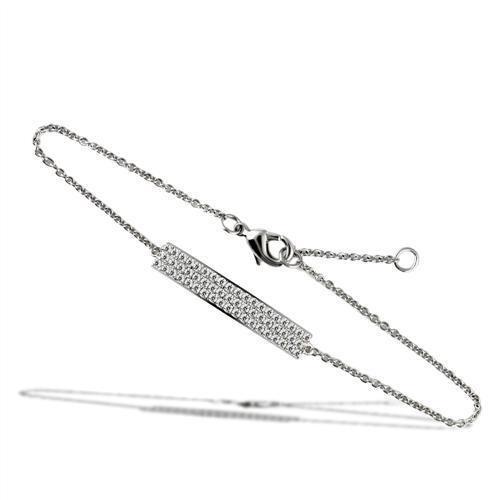 JCE068 Rhodium Brass Bracelet with AAA Grade CZ  in Clear