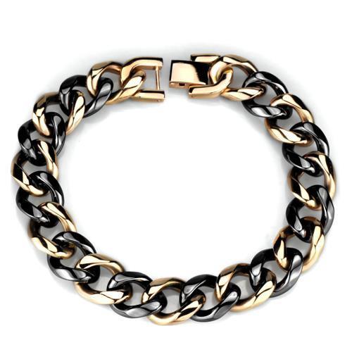 JCE1002 IP Rose Gold(Ion Plating) Stainless Steel Bracelet with Ceramic  in Jet