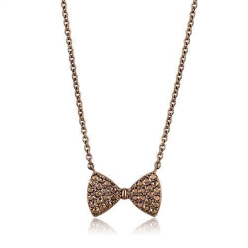 JCE1132 IP Coffee light Brass Chain Pendant with AAA Grade CZ  in Light Coffee