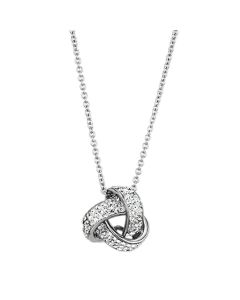 JCE408 Rhodium Brass Necklace with Top Grade Crystal  in Clear