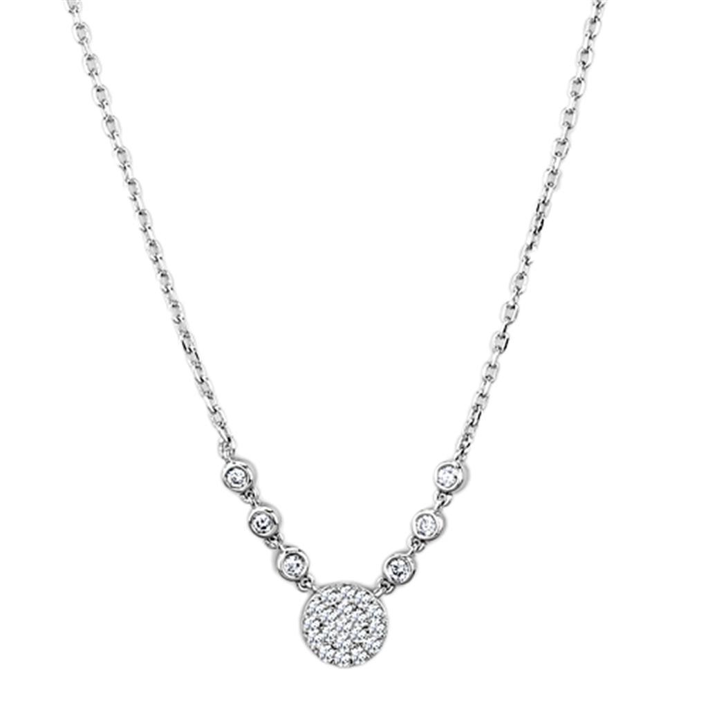JCE417 Rhodium Brass Necklace with AAA Grade CZ  in Clear