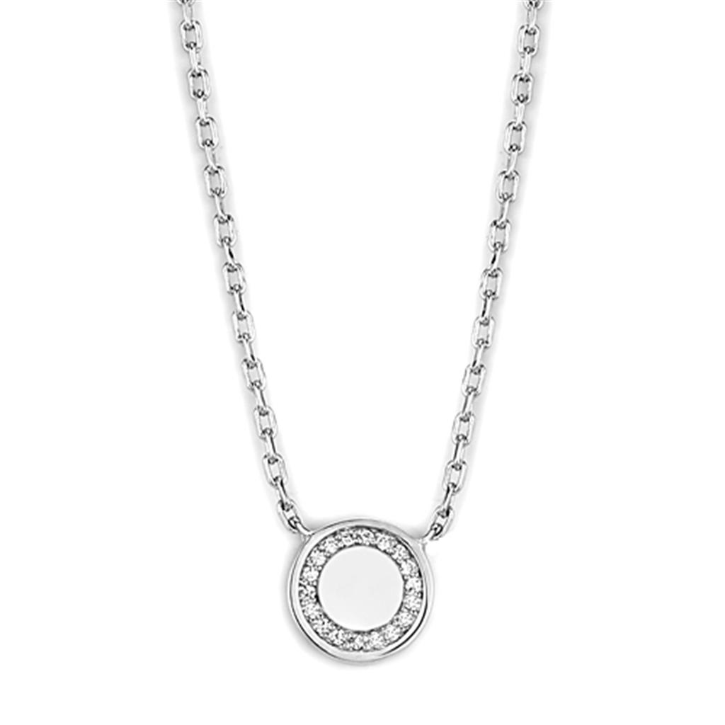 JCE447 Rhodium Brass Necklace with AAA Grade CZ  in Clear