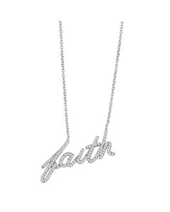 JCE458 Rhodium Brass Necklace with AAA Grade CZ  in Clear