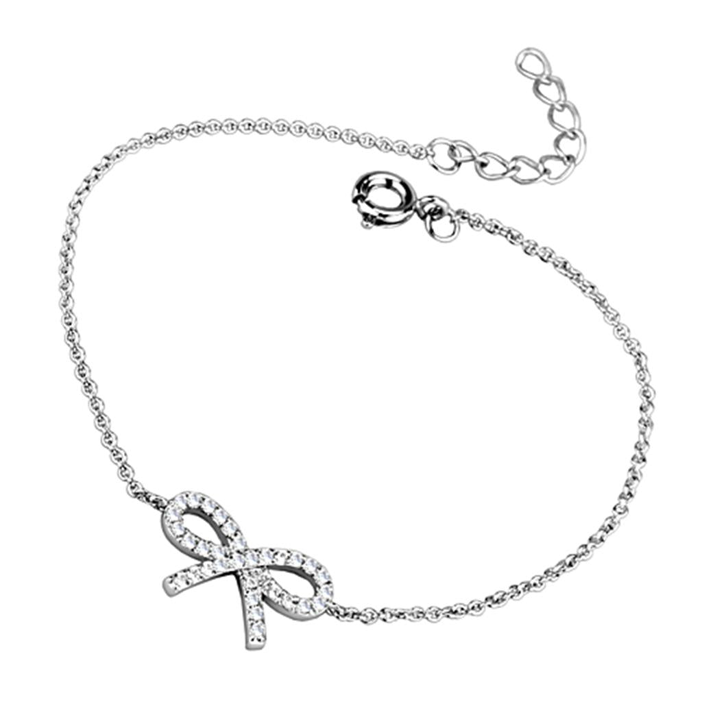 JCE712 Rhodium Brass Bracelet with AAA Grade CZ  in Clear