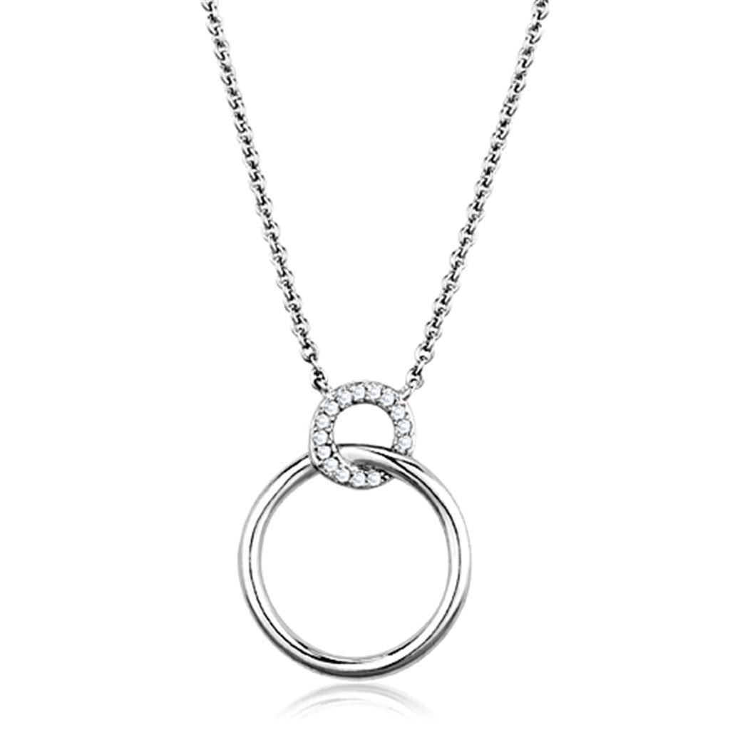 JCE717 Rhodium Brass Necklace with AAA Grade CZ  in Clear