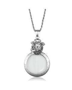 JCE913 Rhodium Brass Magnifier pendant with Synthetic Synthetic Glass in Clear