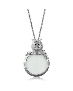 JCE917 Rhodium Brass Magnifier pendant with Top Grade Crystal  in Clear