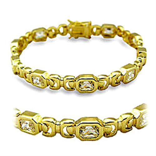 JCE5601 Gold Brass Bracelet with AAA Grade CZ  in Clear