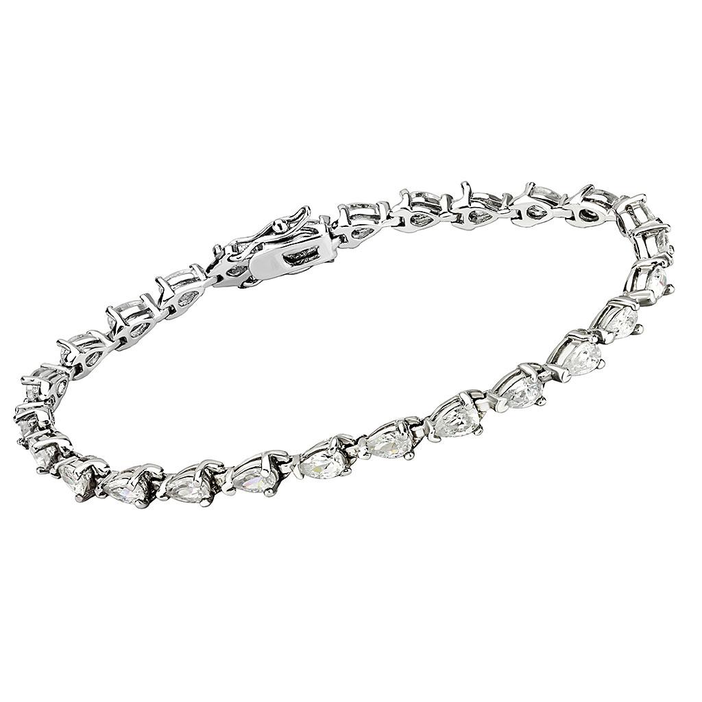 JCE5803 Rhodium Brass Bracelet with AAA Grade CZ  in Clear