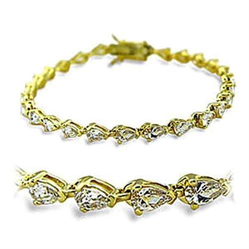 JCE5804 Gold Brass Bracelet with AAA Grade CZ  in Clear