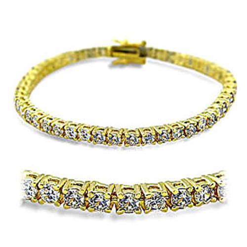 JCE5904 Gold Brass Bracelet with AAA Grade CZ  in Clear
