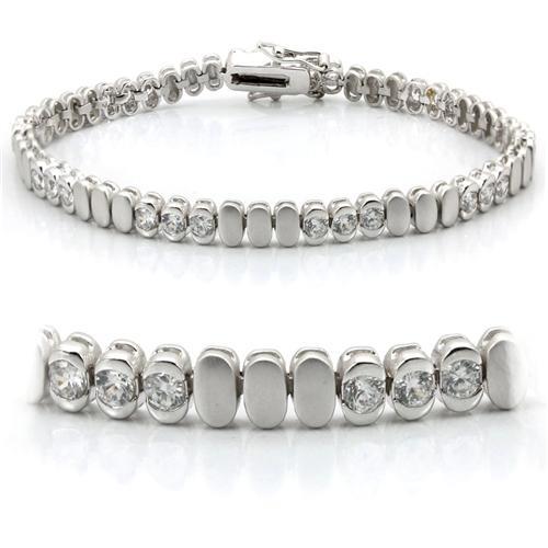 JCE1159 Matte Rhodium & Rhodium Brass Bracelet with AAA Grade CZ  in Clear