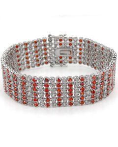 JCE1282 Rhodium Brass Bracelet with AAA Grade CZ  in Orange
