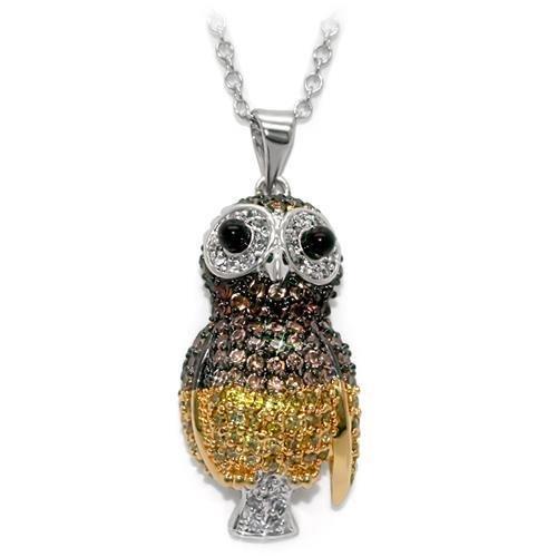 JCE1554 Rhodium+Gold+ Ruthenium Brass Chain Pendant with AAA Grade CZ  in Multi Color