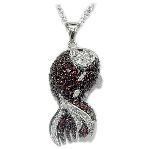 JCE1564 Rhodium + Ruthenium Brass Chain Pendant with AAA Grade CZ  in Multi Color
