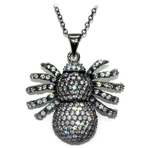 JCE1578 Ruthenium Brass Chain Pendant with AAA Grade CZ  in Clear