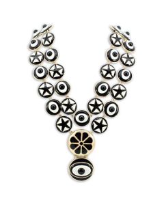 JCE1861 Gold Brass Necklace with Synthetic Synthetic Stone in Jet