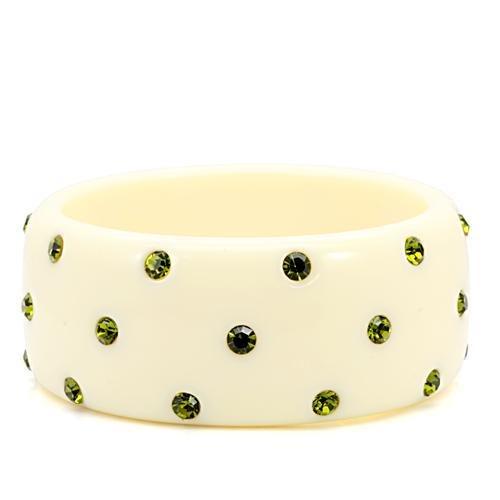 JCE1904 Resin Bangle with Top Grade Crystal  in Olivine color