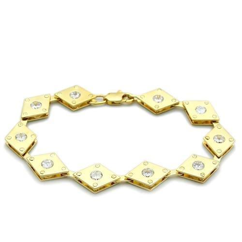 JCE2007 Matte Gold & Gold Brass Bracelet with AAA Grade CZ  in Clear