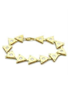 JCE2012 Matte Gold & Gold Brass Bracelet with AAA Grade CZ  in Clear