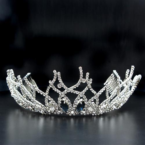 JCE2106 Imitation Rhodium Brass Tiaras & Hair Clip with Top Grade Crystal  in Montana-Default Title