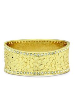 JCE2119 Flash Gold White Metal Bangle with Top Grade Crystal  in Clear