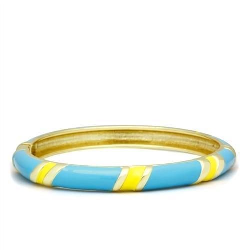 JCE2143 Flash Gold White Metal Bangle with Epoxy  in No Stone