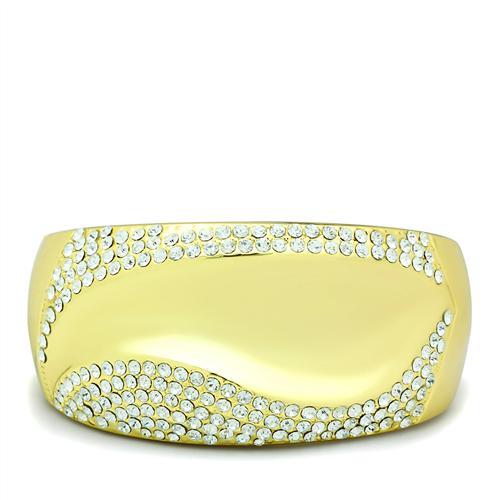 JCE2155 Flash Gold White Metal Bangle with Top Grade Crystal  in Clear