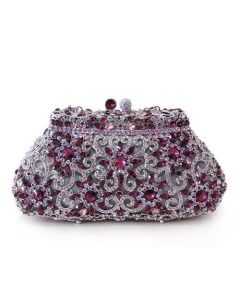 JCE2376 Imitation Rhodium White Metal Clutch with Top Grade Crystal  in Multi Color