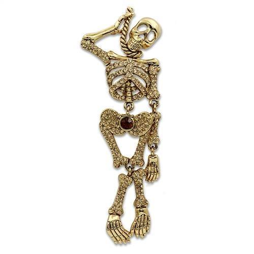 JCE2409 Gold White Metal Brooches with Top Grade Crystal  in Multi Color