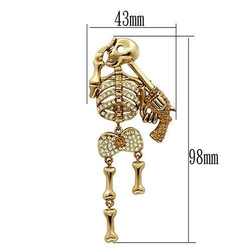 JCE2414 Gold White Metal Brooches with Top Grade Crystal  in Multi Color