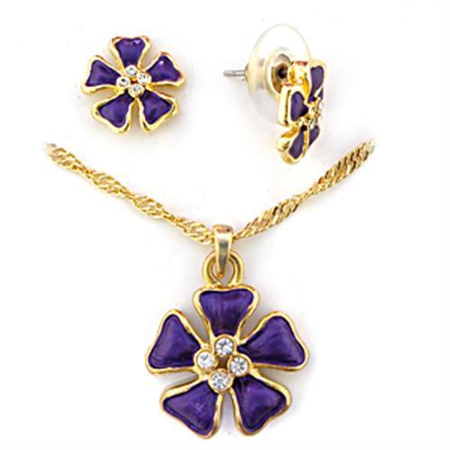 JCE269 Gold White Metal Jewelry Sets with Top Grade Crystal  in Clear-Default Title