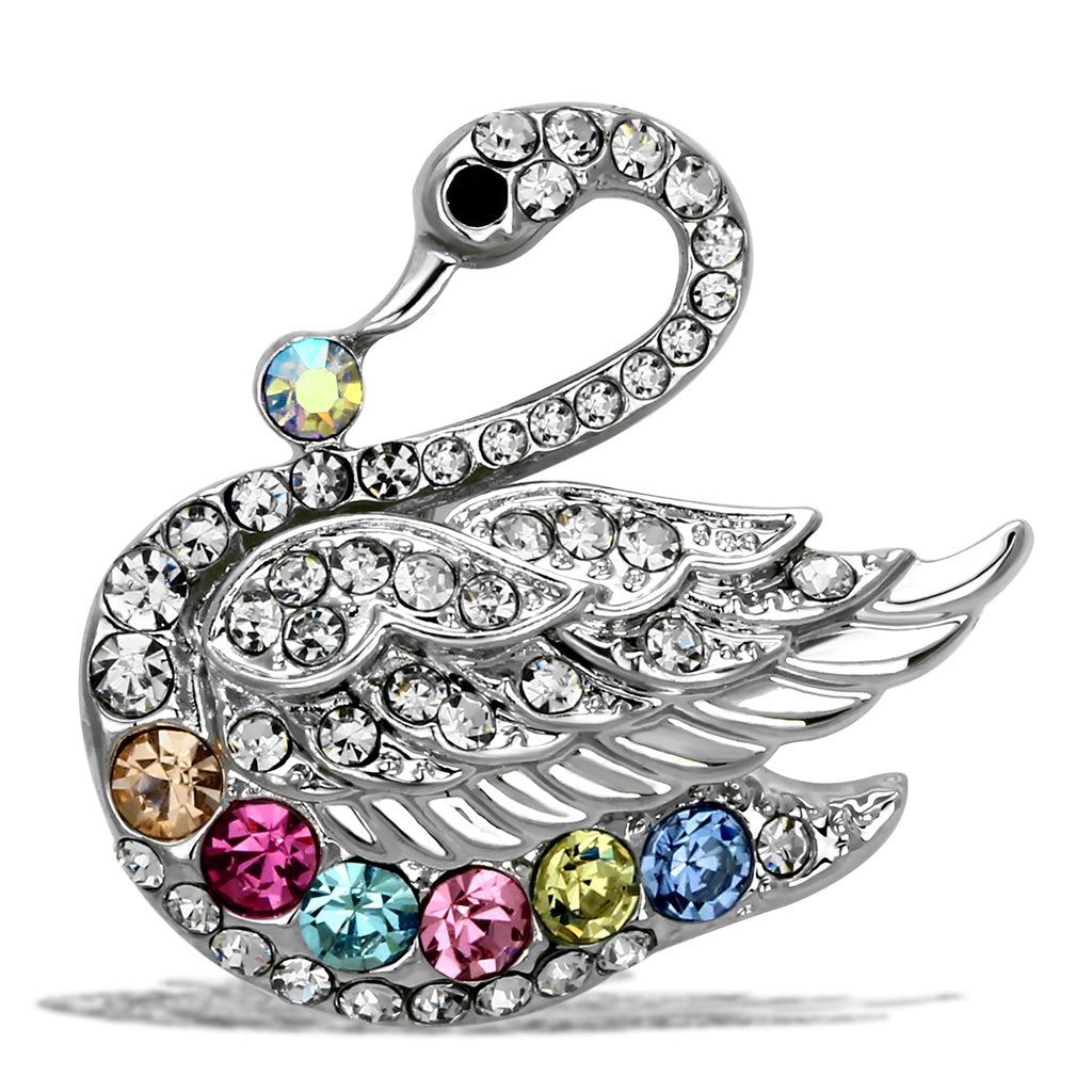 JCE2788 Imitation Rhodium White Metal Brooches with Top Grade Crystal  in Multi Color
