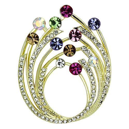 JCE2812 Flash Gold White Metal Brooches with Top Grade Crystal  in Multi Color