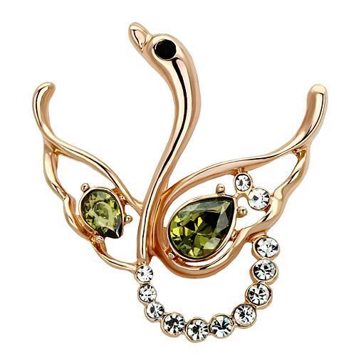 JCE2816 Flash Gold White Metal Brooches with Top Grade Crystal  in Olivine color