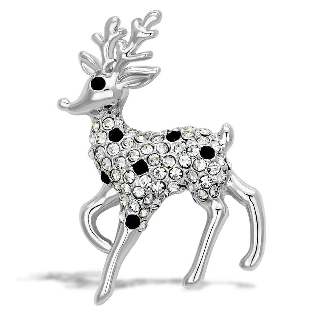 JCE2822 Flash Gold White Metal Brooches with Top Grade Crystal  in Jet