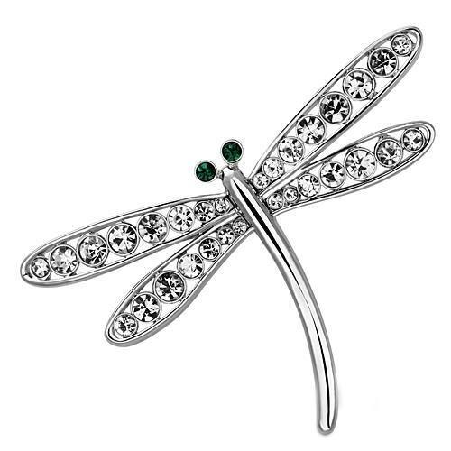 JCE2825 Imitation Rhodium White Metal Brooches with Top Grade Crystal  in Clear