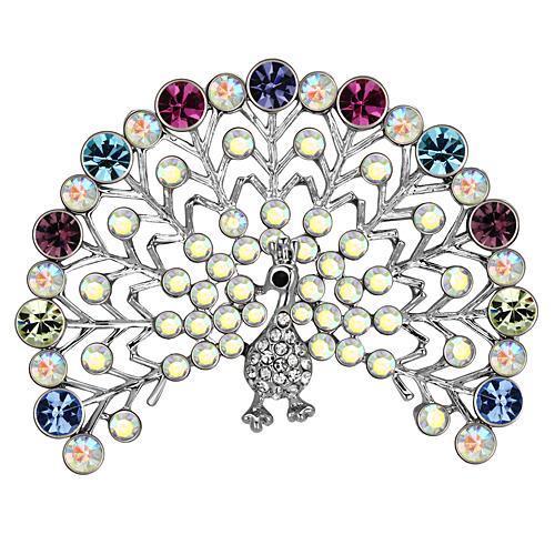 JCE2848 Imitation Rhodium White Metal Brooches with Top Grade Crystal  in Multi Color
