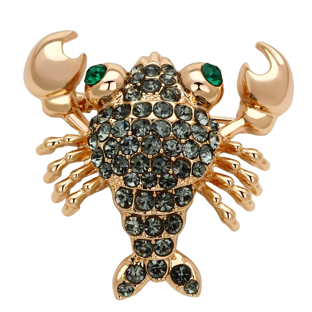 JCE2851 Flash Rose Gold White Metal Brooches with Top Grade Crystal  in Emerald