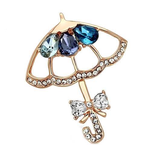 JCE2855 Flash Rose Gold White Metal Brooches with Synthetic Glass Bead in Multi Color