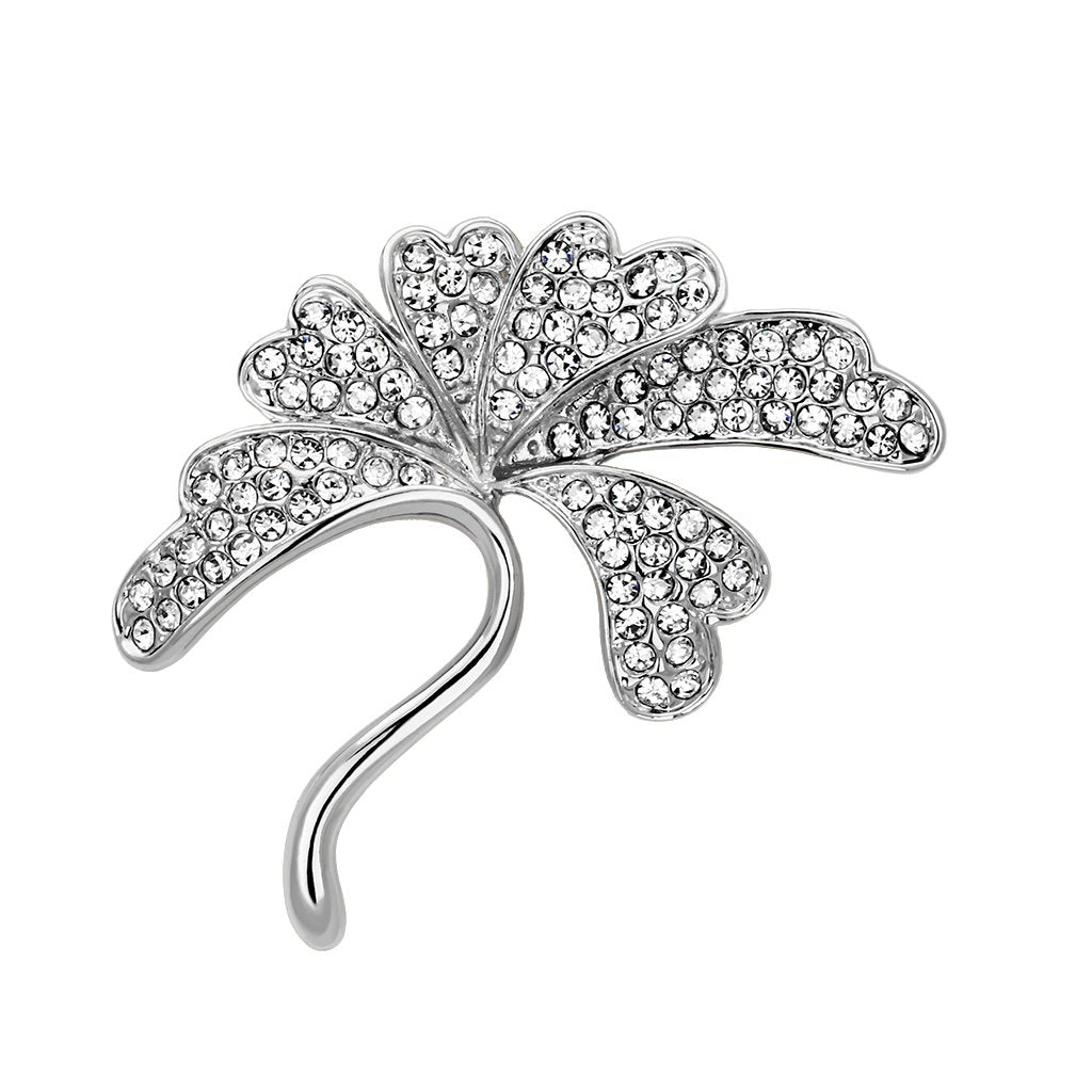 JCE2875 Flash Rose Gold White Metal Brooches with Top Grade Crystal  in Clear