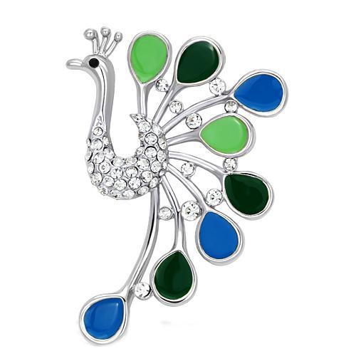 JCE2880 Imitation Rhodium White Metal Brooches with Top Grade Crystal  in Clear