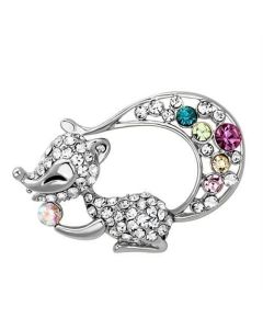 JCE2888 Imitation Rhodium White Metal Brooches with Top Grade Crystal  in Multi Color