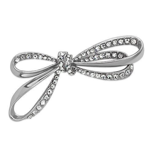 JCE2890 Imitation Rhodium White Metal Brooches with Top Grade Crystal  in Clear