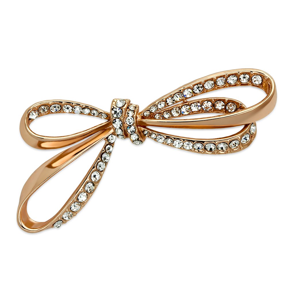 JCE2891 Flash Rose Gold White Metal Brooches with Top Grade Crystal  in Clear