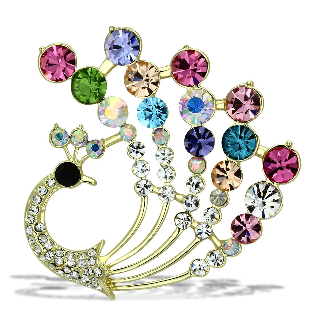 JCE2931 Flash Gold White Metal Brooches with Top Grade Crystal  in Multi Color
