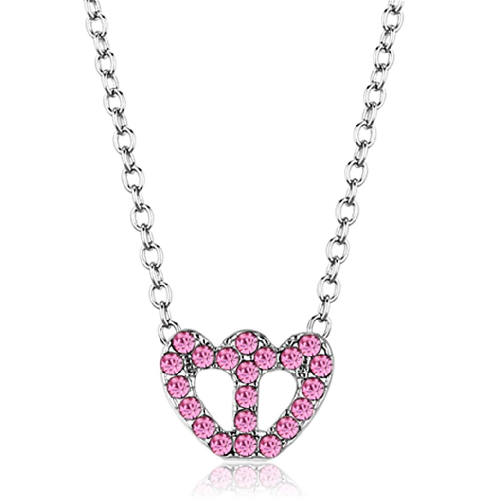 JCE3230 Rhodium Brass Chain Pendant with Top Grade Crystal  in Rose