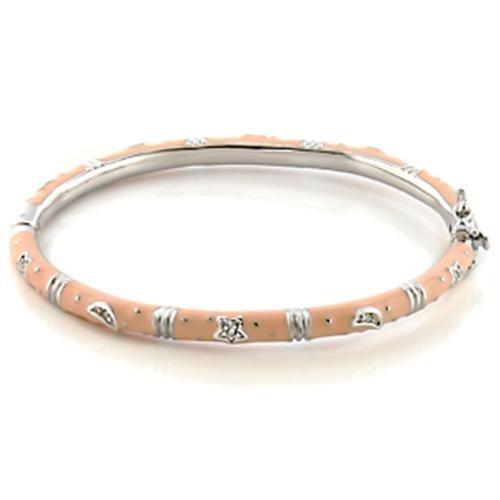 JCE324 Rhodium Brass Bangle with Top Grade Crystal  in Clear