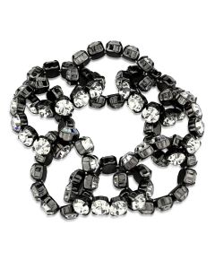 JCE3831 Ruthenium Brass Bracelet with Top Grade Crystal  in Clear